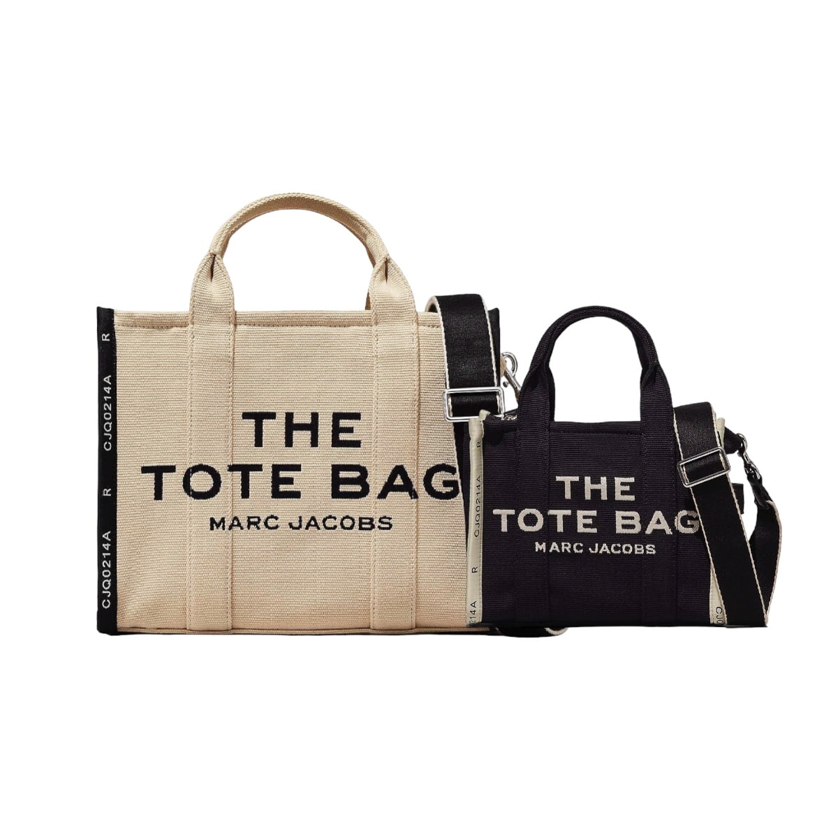 2 Pack Bolsas Totes Jacquard The Tote Bag Marc Jacobs Beige Mediana + Negra Chica - Redcodeshopp