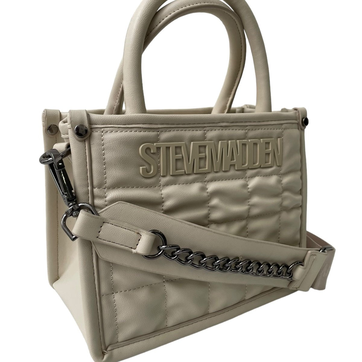 Bolsa Steve Madden Mini Tote Binko Sqares Beige