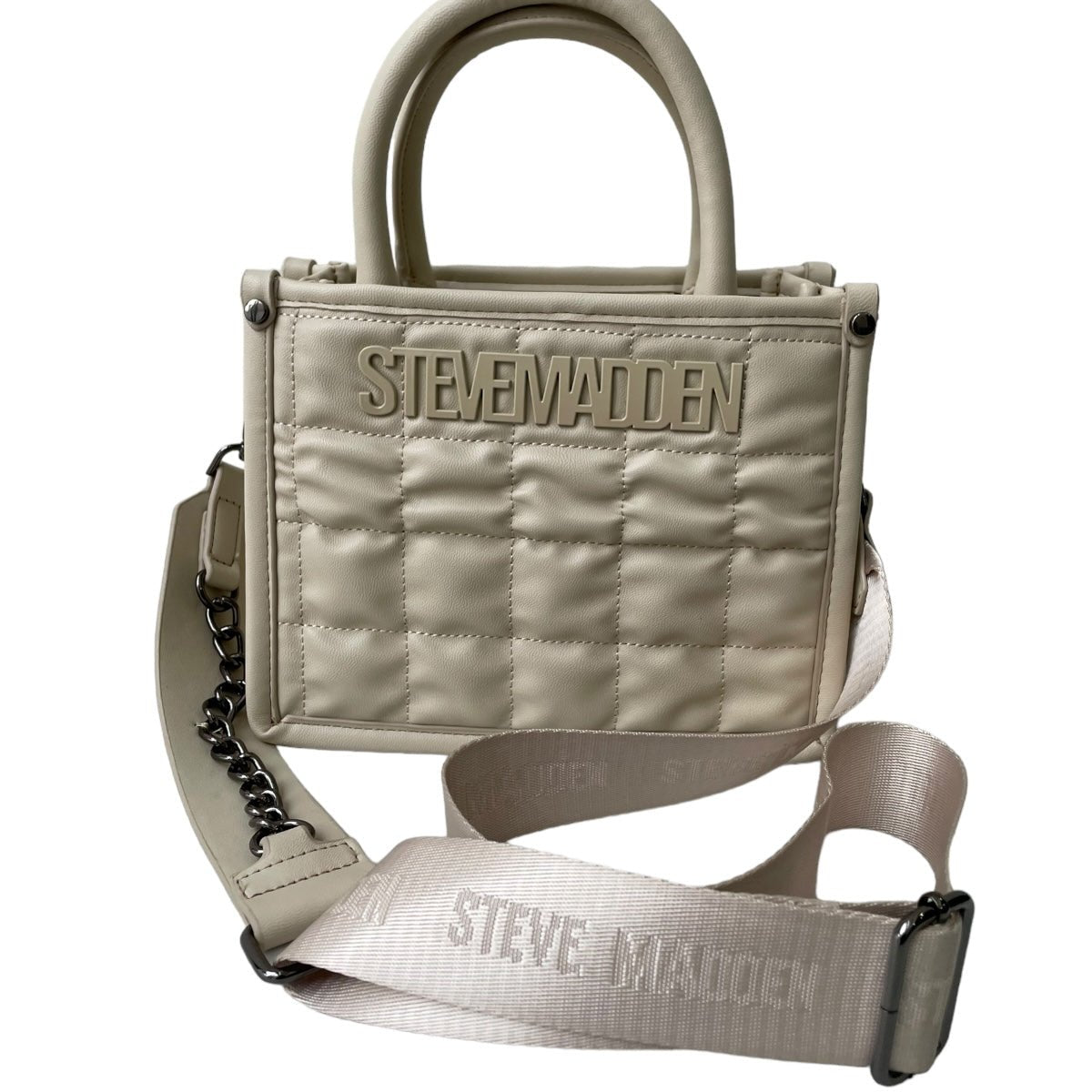 Bolsa Steve Madden Mini Tote Binko Sqares Beige - Redcodeshopp