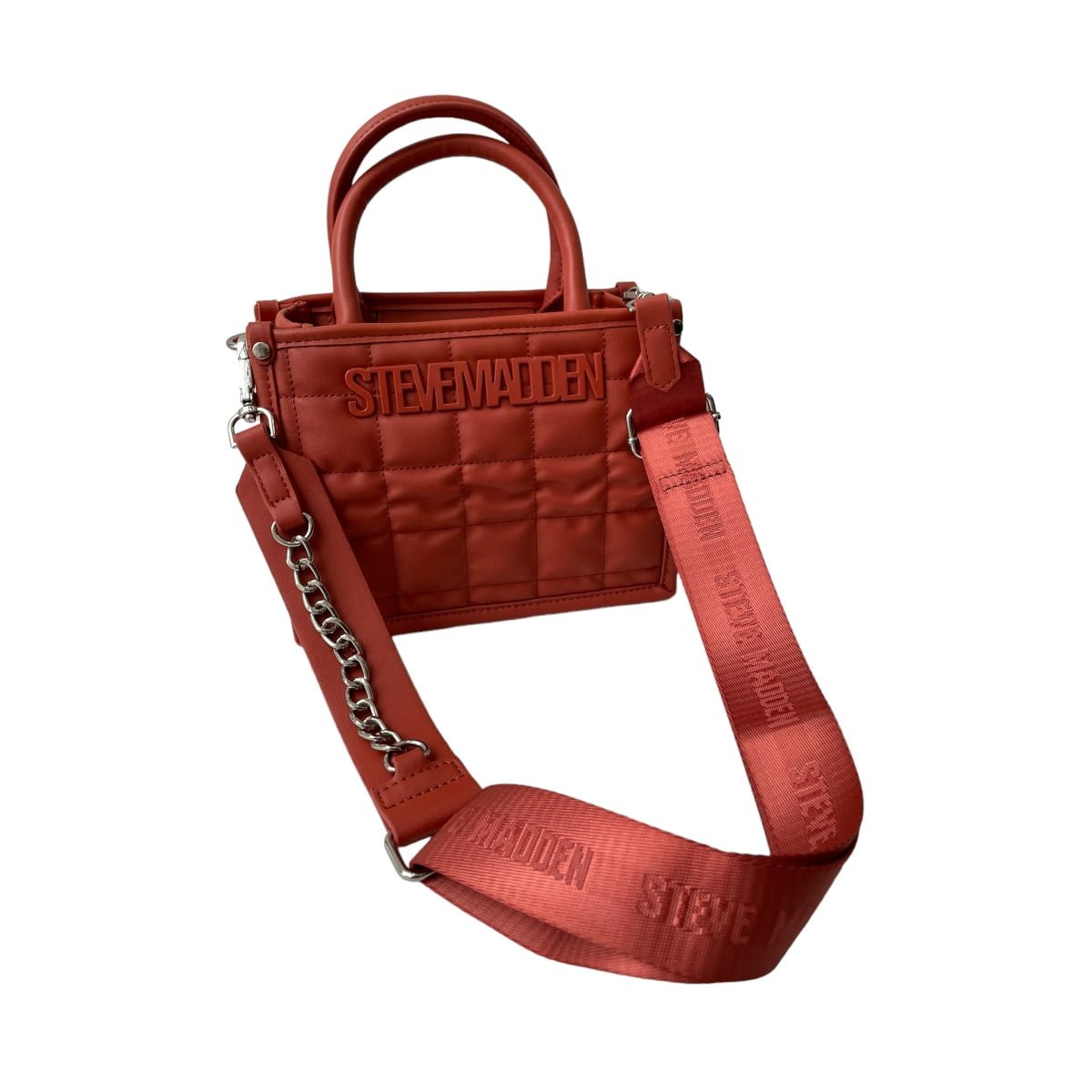 Bolsa Steve Madden Mini Tote Bniko Squares Rust Naranja