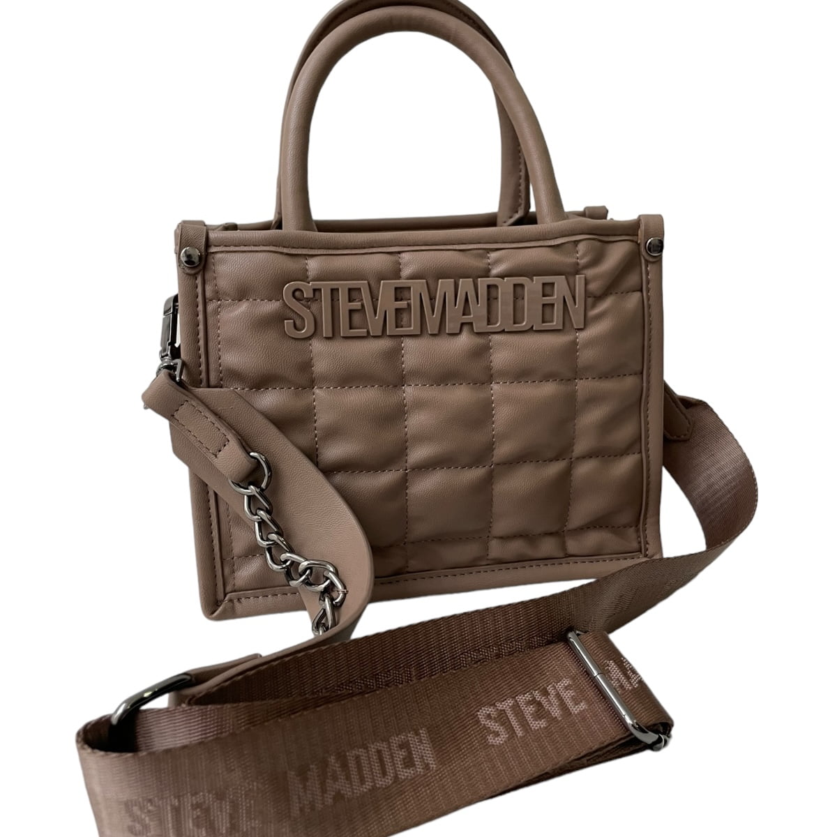 Bolsa Steve Madden Mini Tote Bnko Sqares Café