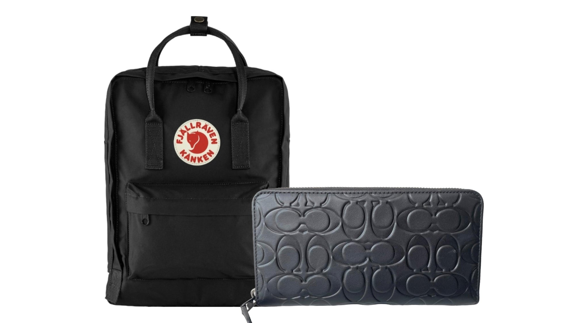 Combo Backpack Fjallraven Kanken Black + Cartera Medium Coach Signature Black - Redcodeshopp