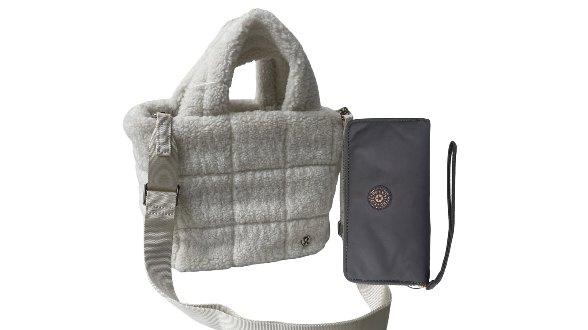 Combo Bolsa Crossbody Lululemon White + Kipling Cartera Black Sateen