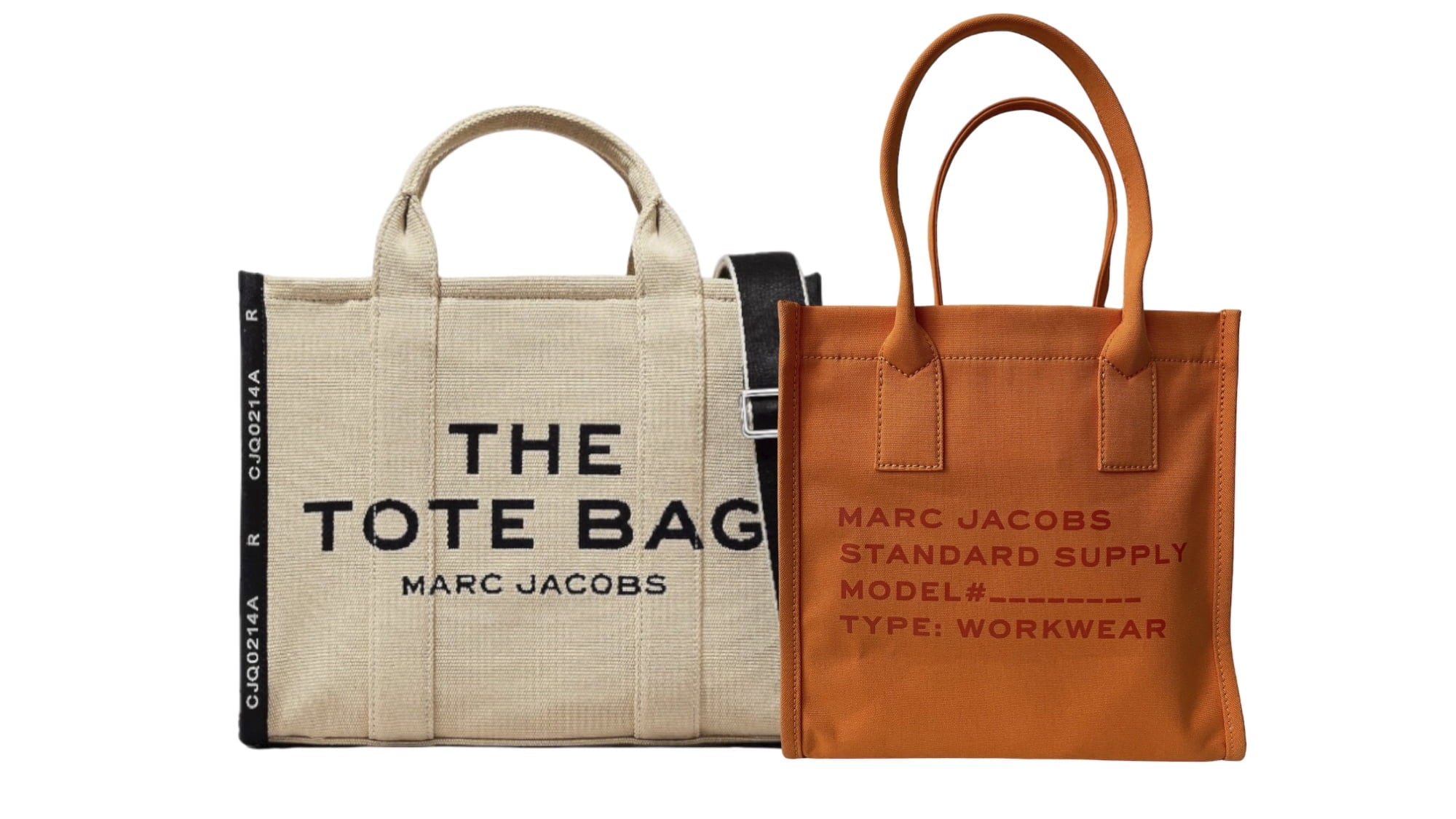 Combo Bolsas The Tote Bag Marc Jacobs Jaquard Beige & Orange Medianas