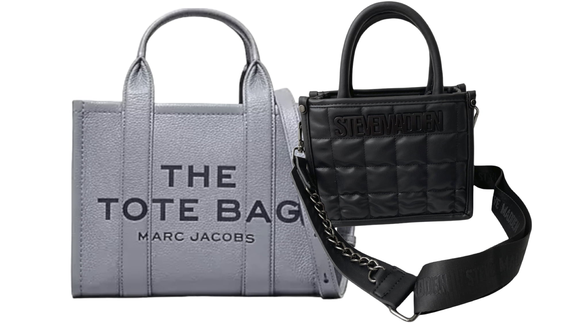 Combo Bolsas The Tote Bag Marc Jacobs Piel Gris Mediana + Steve Madden Bniko Negra - Redcodeshopp