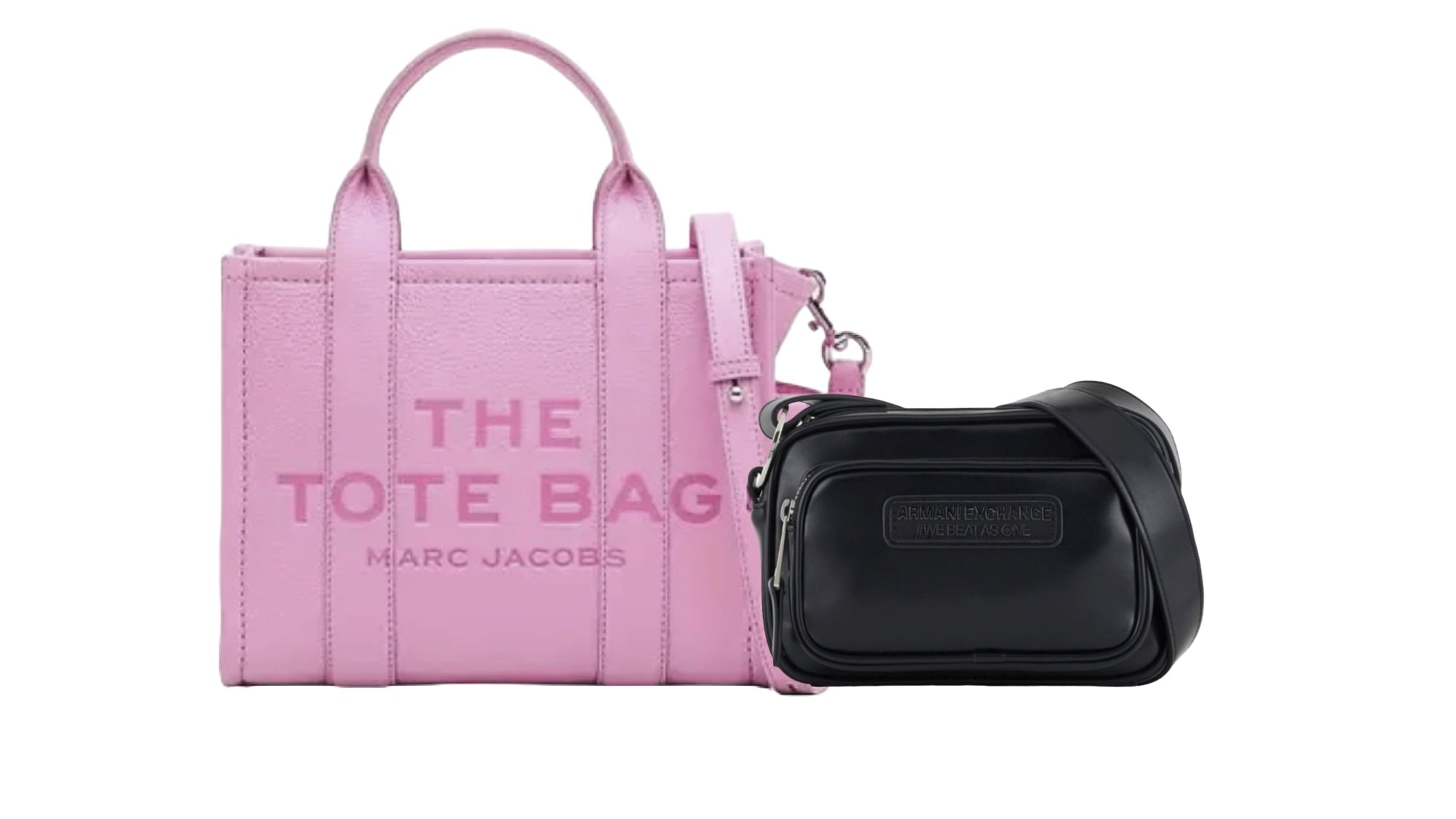 Combo Bolsas The Tote Bag Marc Jacobs Piel Rosa Chica + Minicrossbody Armani Echange Negra - Redcodeshopp