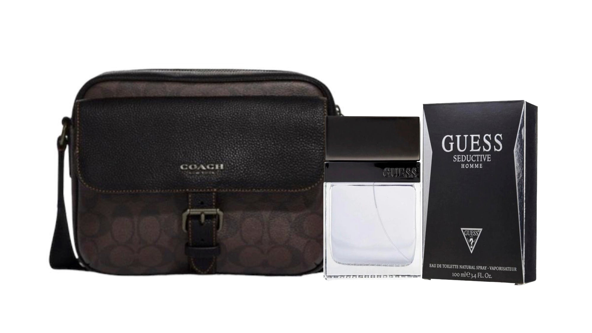 Combo Coach Crossbody Signature Café + Perfume Guess Seductive 100ml - Redcodeshopp