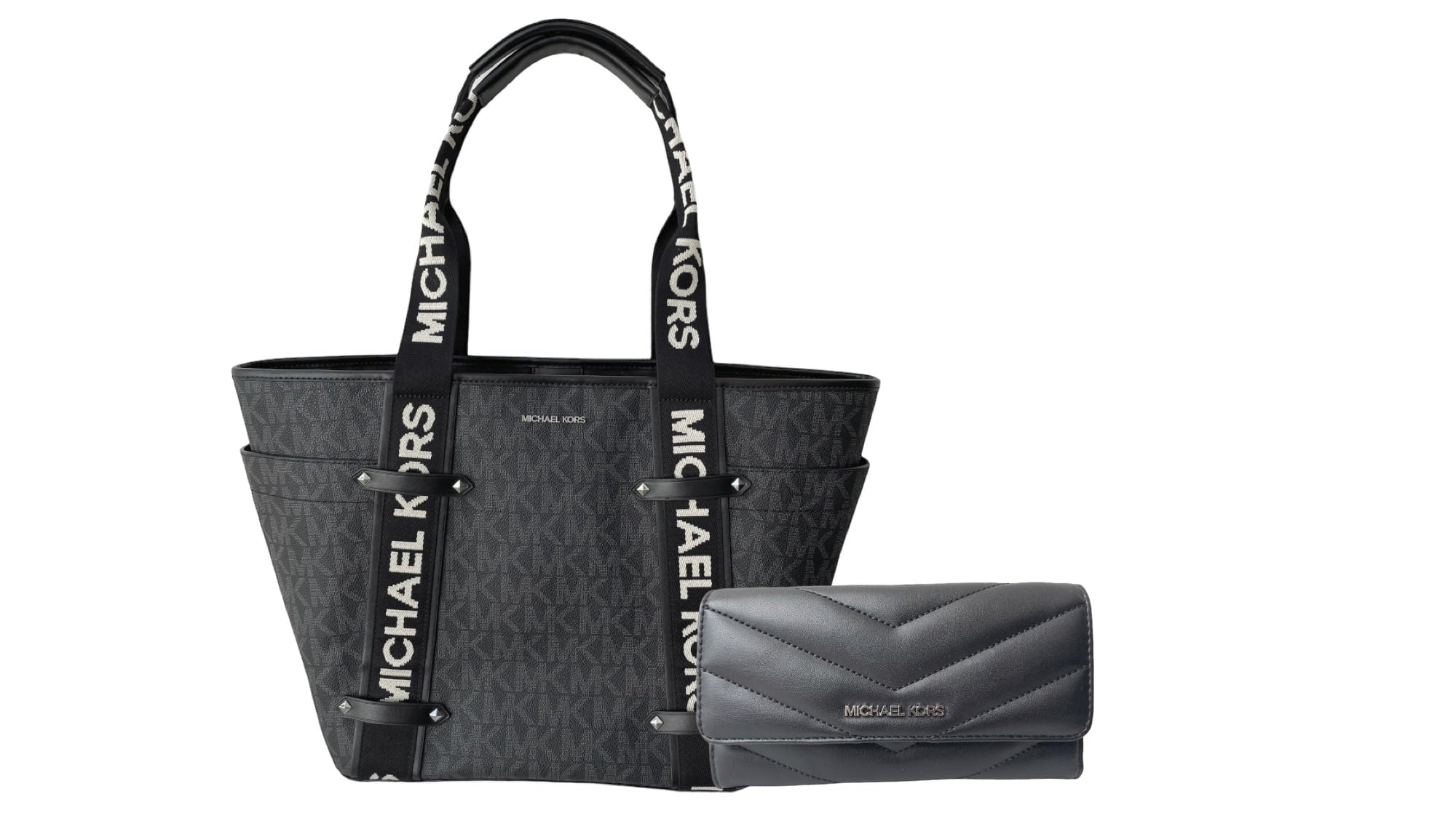 Combo Michael Kors Maeve Large Open Tote Black + Cartera Trifold MK - Redcodeshopp