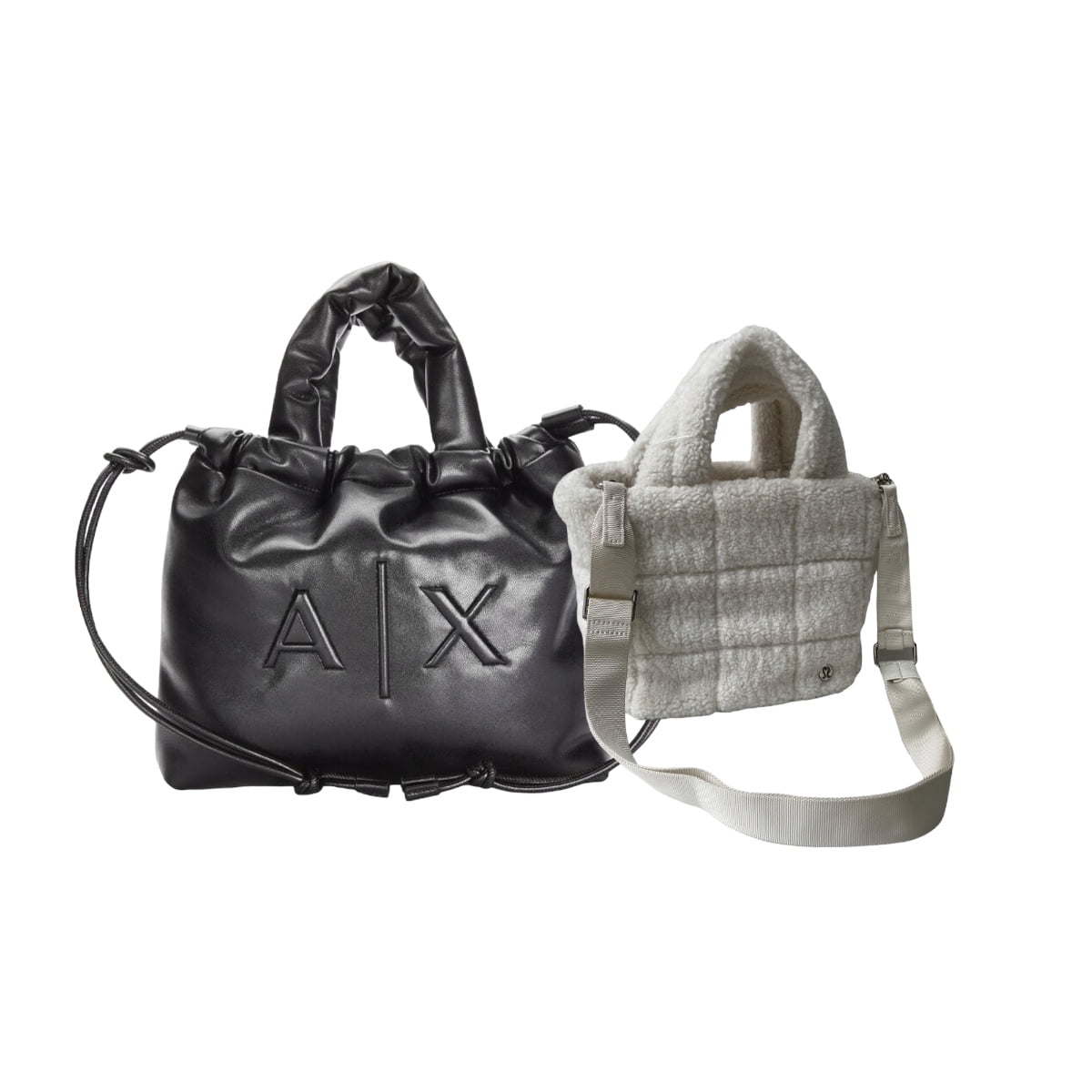 Set de 2 Bolsas Armani Exchange Bomber + Lululemon Acolchada Blanca